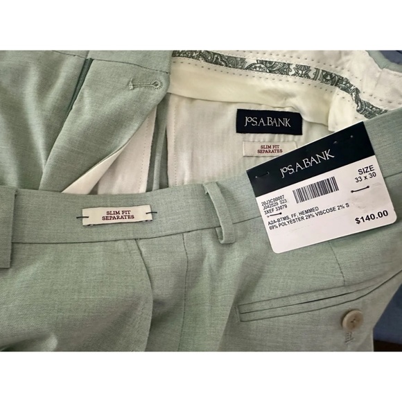 Jos. A. Bank Slim Fit Flat Front Suit separates light green Men’s 33x30 NWT - Picture 2 of 4